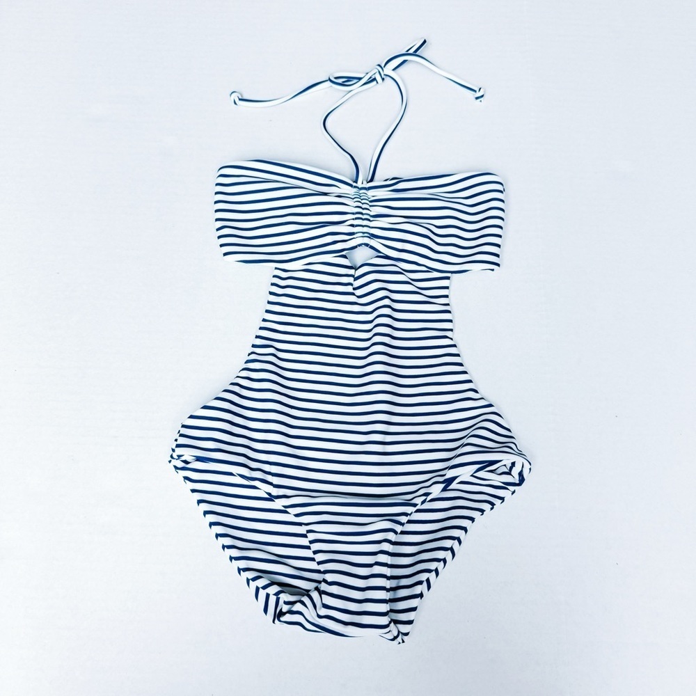 Mikoh - Blue and White Striped One Piece Swimsuit